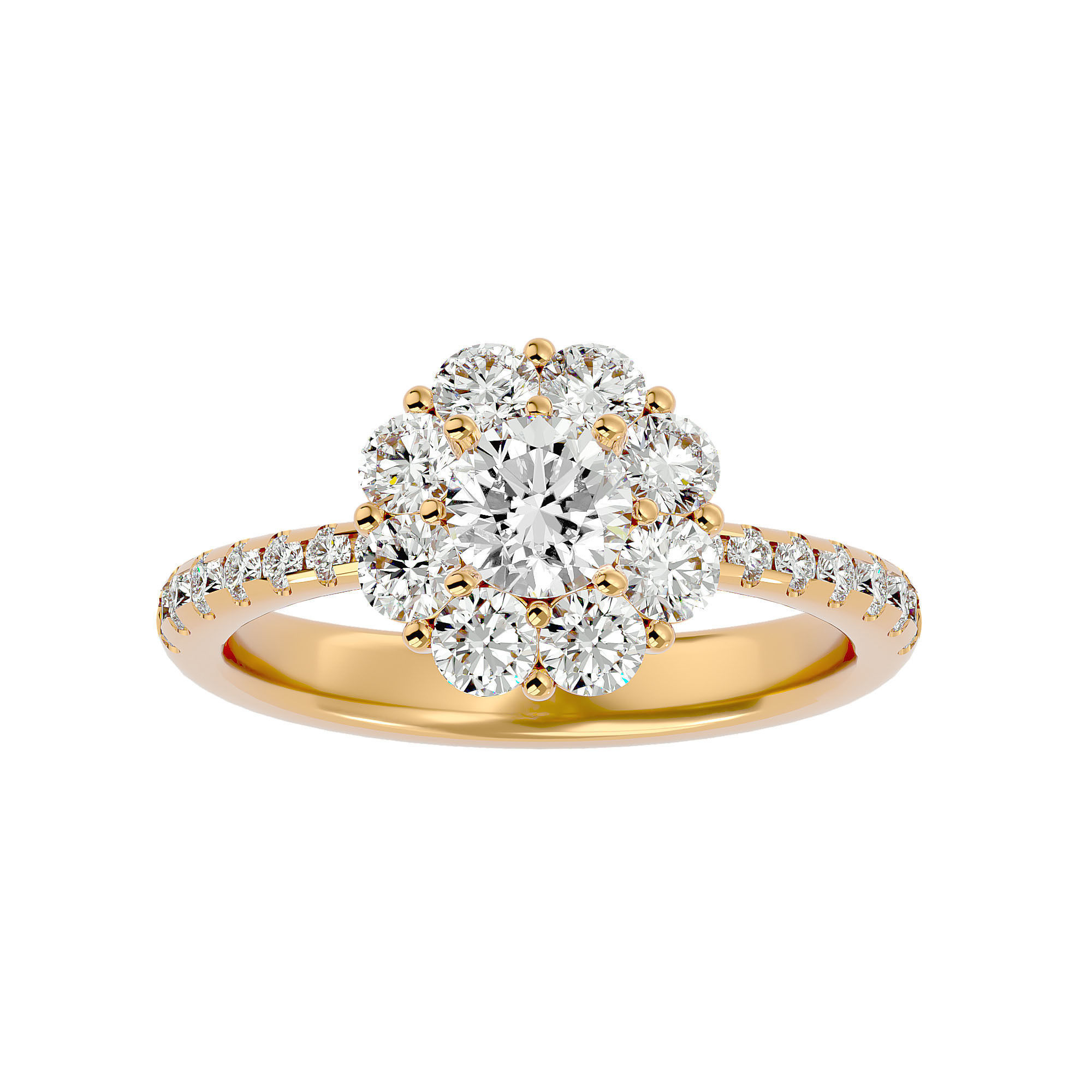 Round Halo solitaire wedding engagement ring with 360 view 3D print model_2