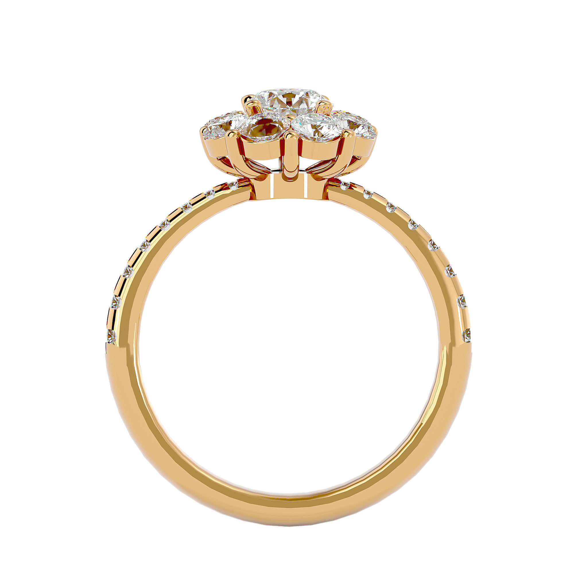 Round Halo solitaire wedding engagement ring with 360 view 3D print model_6