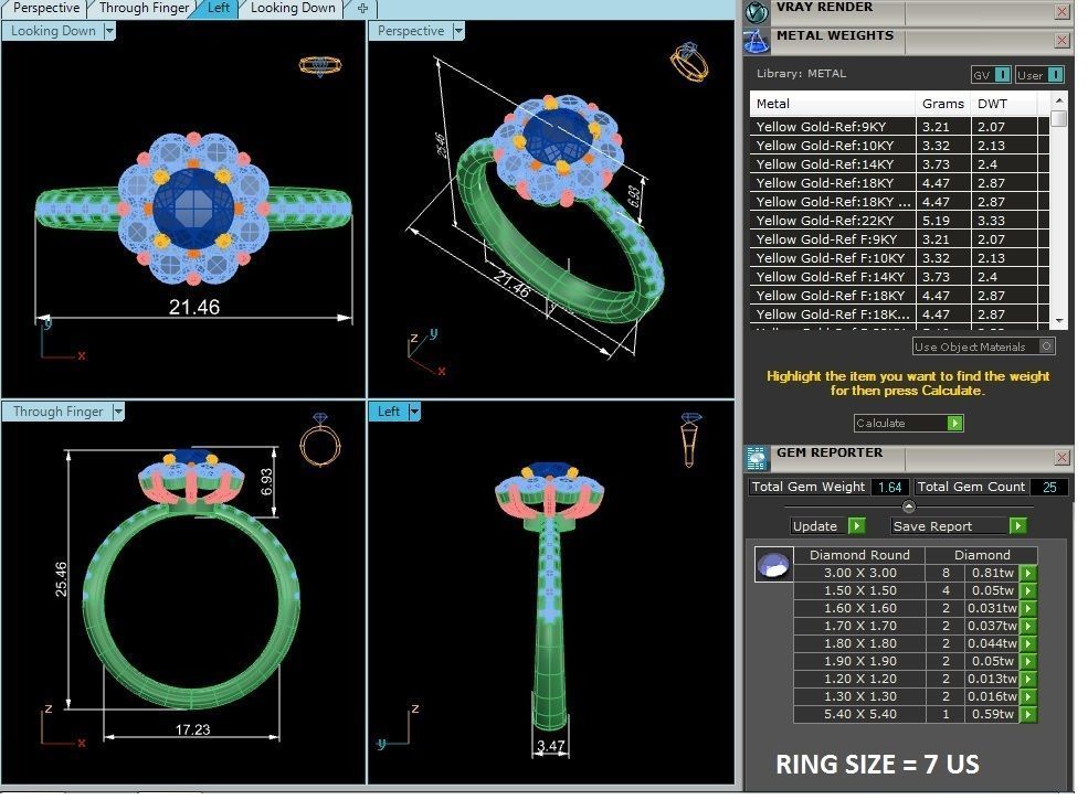Round Halo solitaire wedding engagement ring with 360 view 3D print model_3