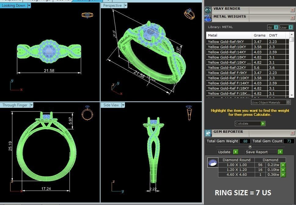 Round Halo solitaire wedding engagement ring with 360 view 3D print model_4