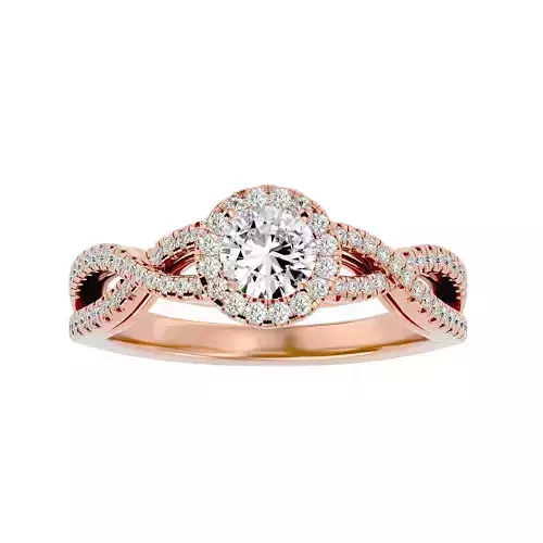 Round Halo solitaire wedding engagement ring with 360 view