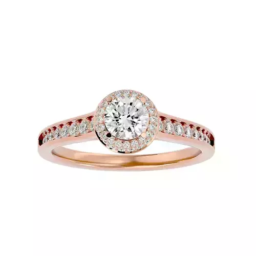 Round Halo solitaire wedding engagement ring with 360 view