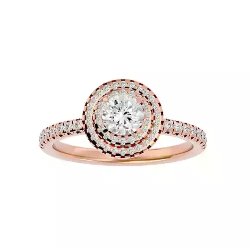 Round Halo solitaire wedding engagement ring with 360 view