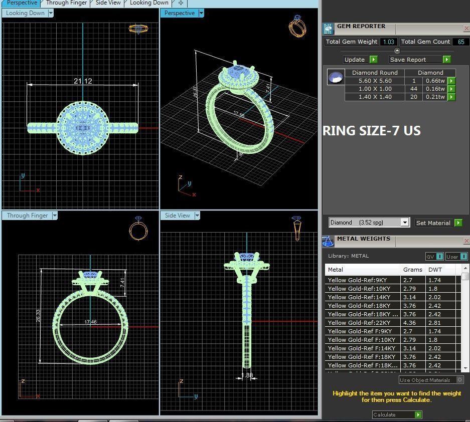 Round Halo solitaire wedding engagement ring with 360 view 3D print model_4