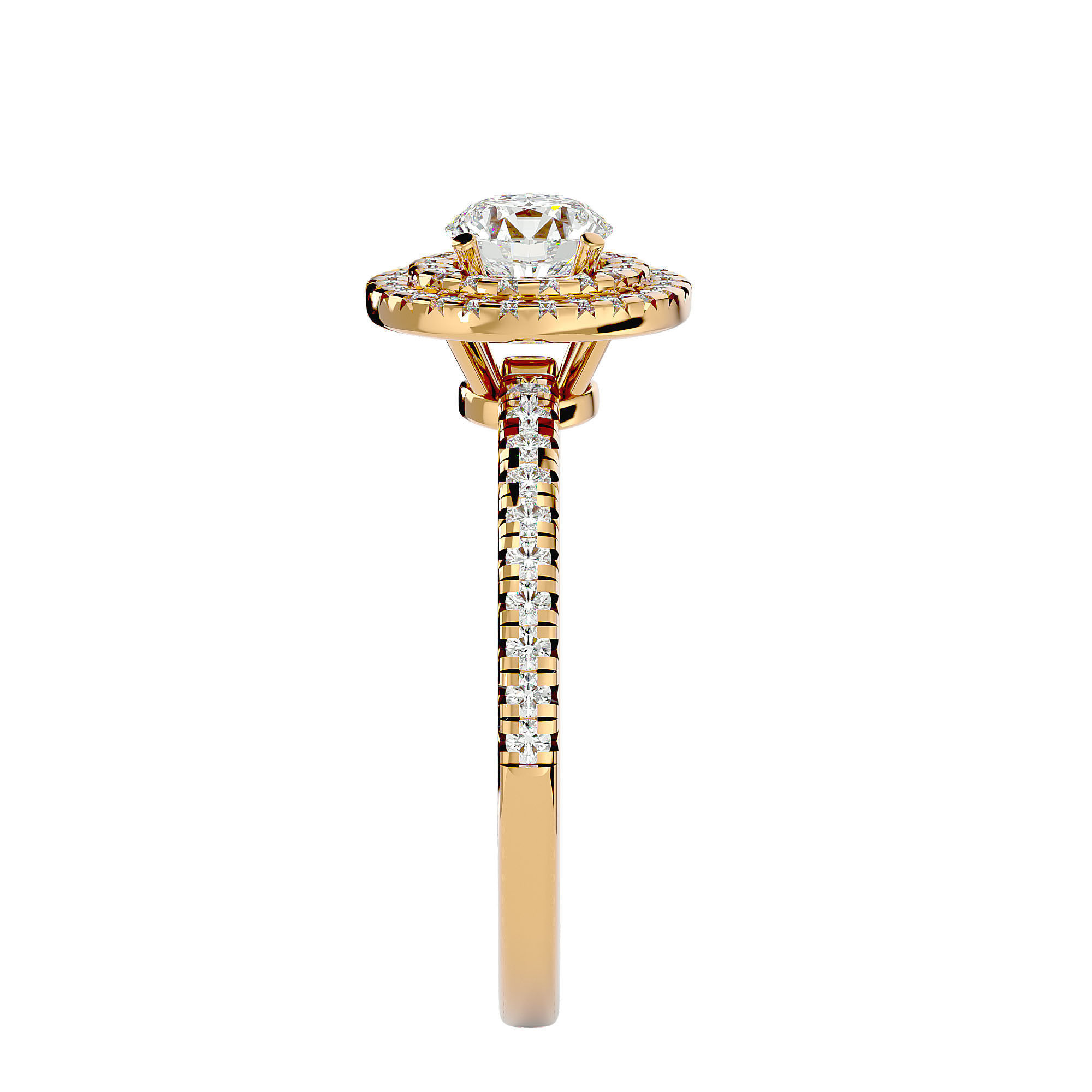 Round Halo solitaire wedding engagement ring with 360 view 3D print model_8