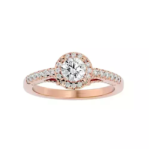 Round Halo solitaire wedding engagement ring with 360 view