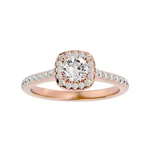 Round Halo solitaire wedding engagement ring with 360 view