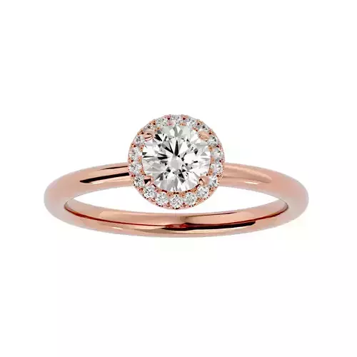 Round Halo solitaire wedding engagement ring with 360 view