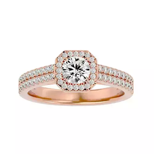 Round Halo solitaire wedding engagement ring with 360 view