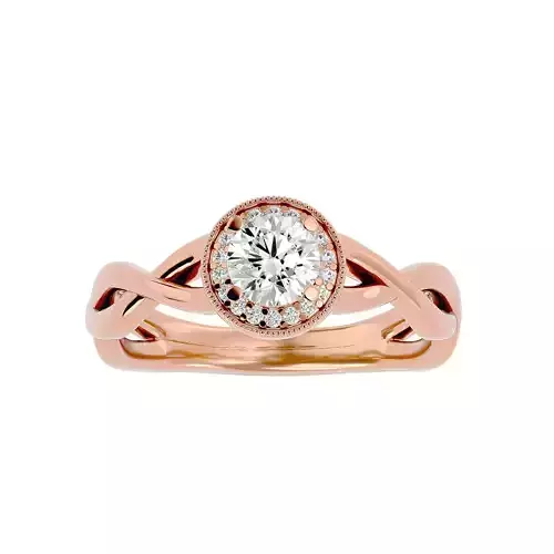 Round Halo solitaire wedding engagement ring with 360 view
