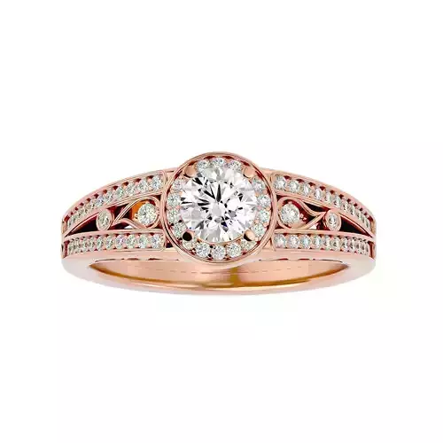 Round Halo solitaire wedding engagement ring with 360 view