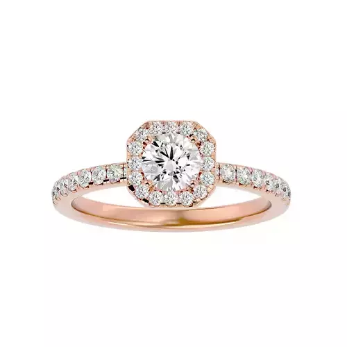Round Halo solitaire wedding engagement ring with 360 view