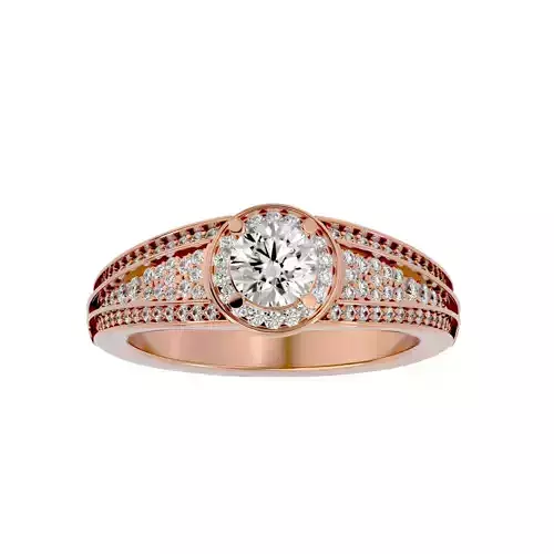 Round Halo solitaire wedding engagement ring with 360 view