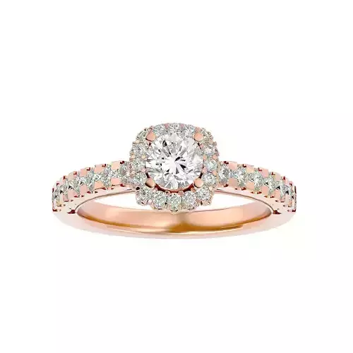 Round Halo solitaire wedding engagement ring with 360 view