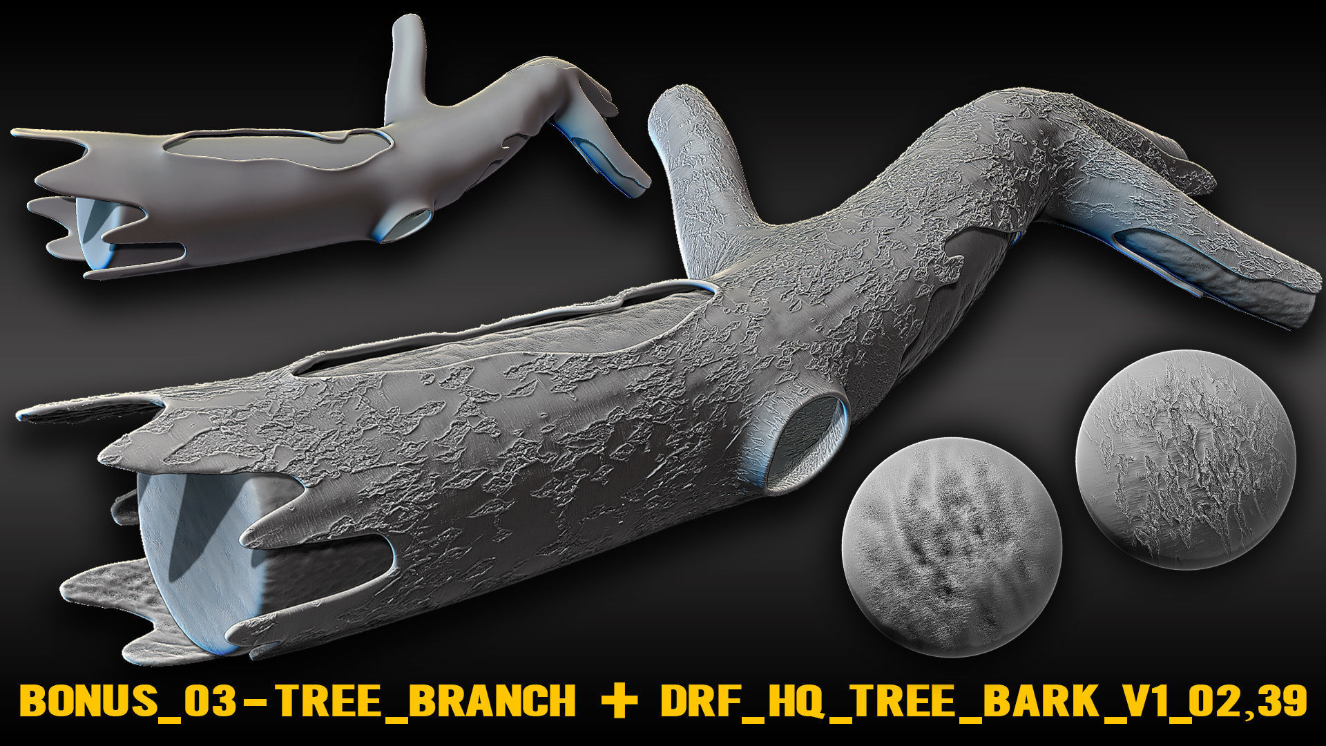 Ultra HQ Tree Bark Sculpt Zbrush brushes and Alphas Vol1 3D model_5