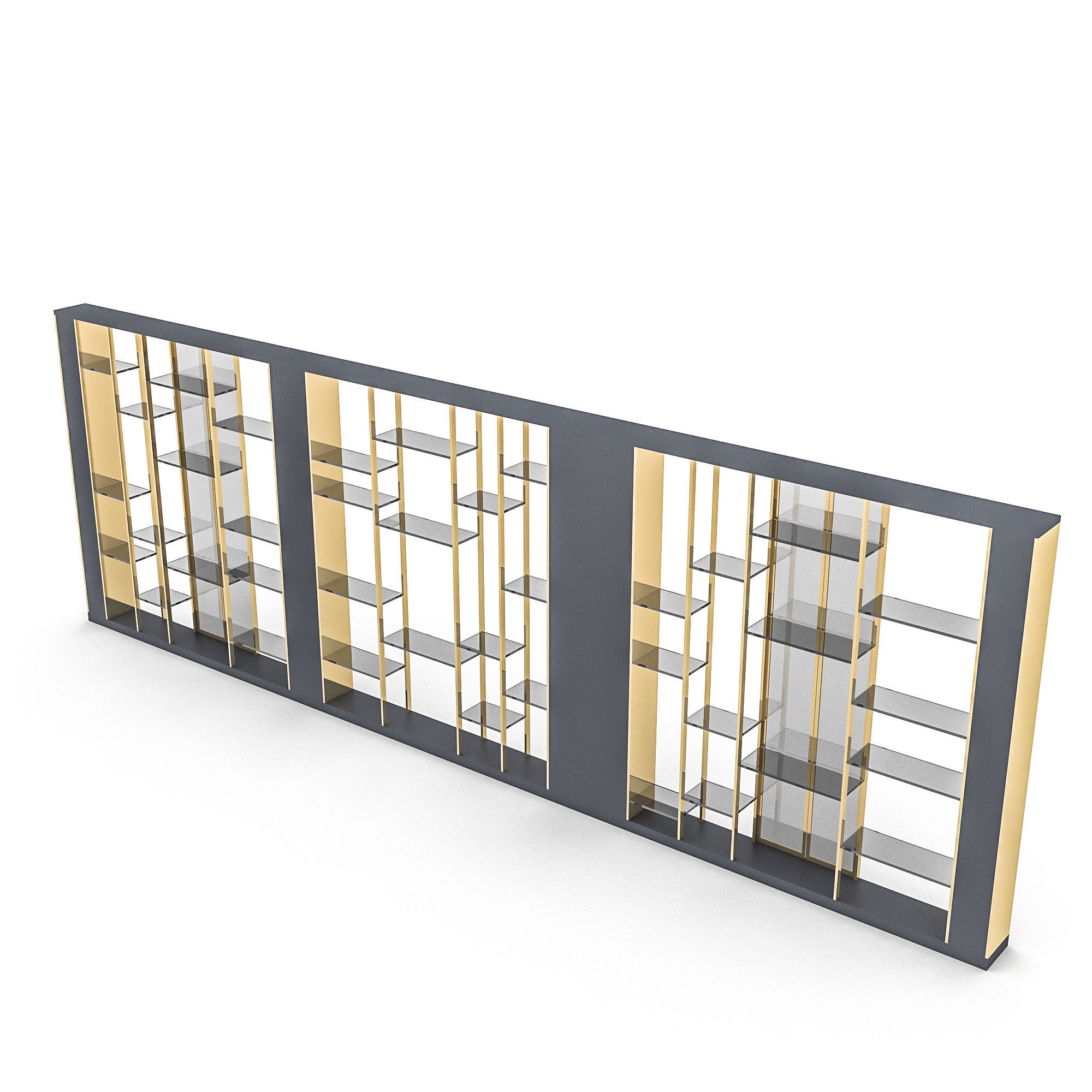 3D classic library model Low-poly 3D model_1