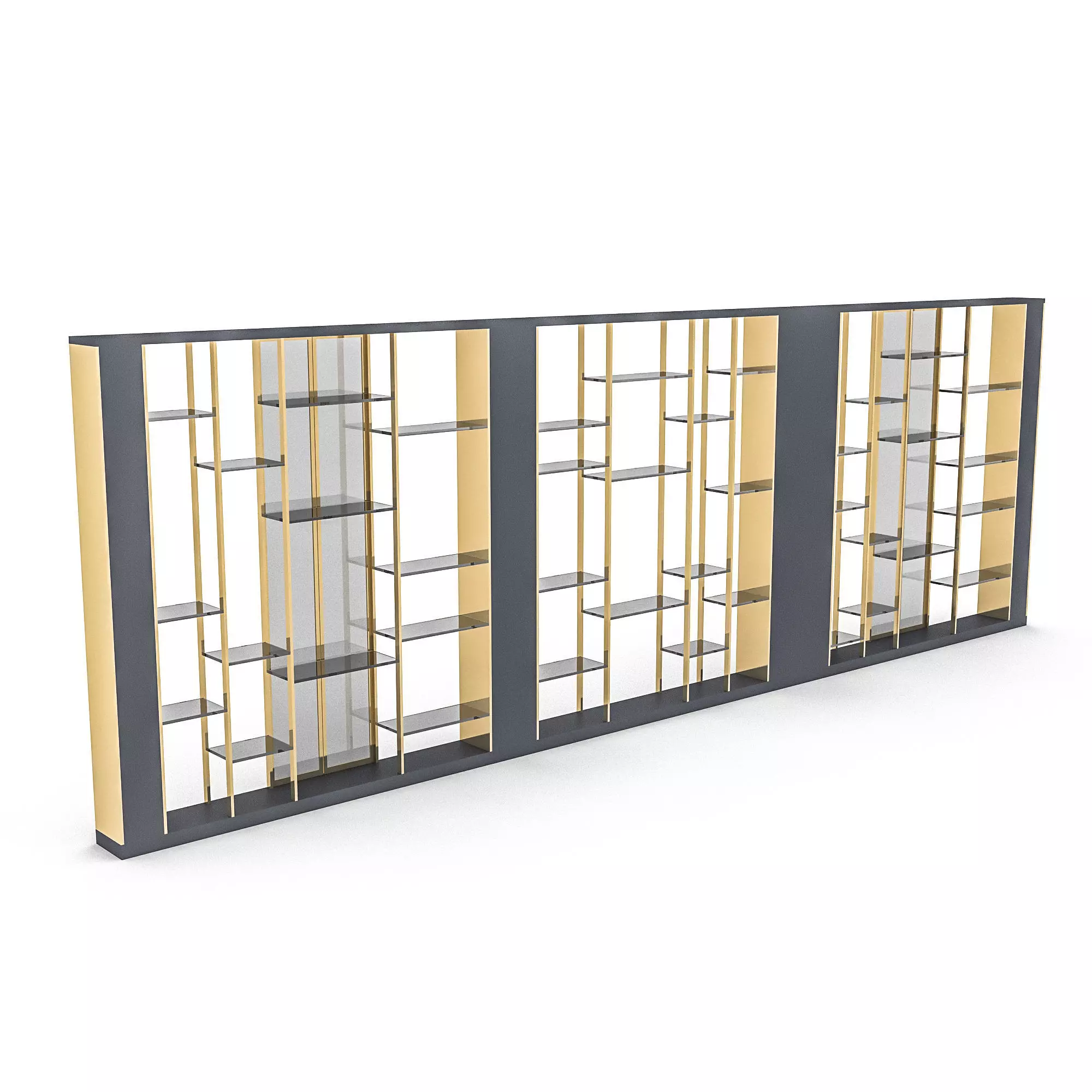 3D classic library model Low-poly 3D model_0