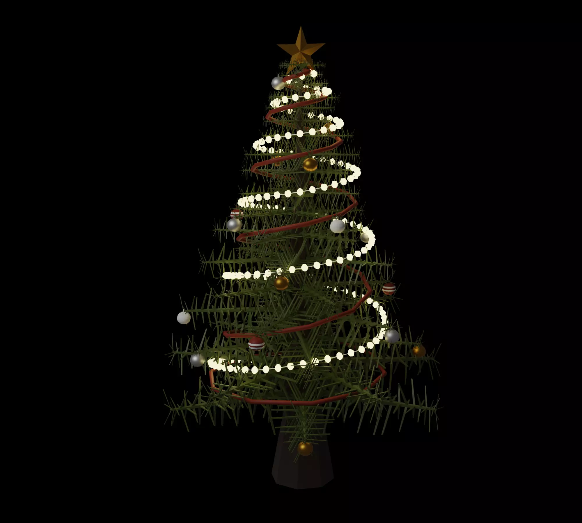 Christmas tree Low-poly 3D model_0