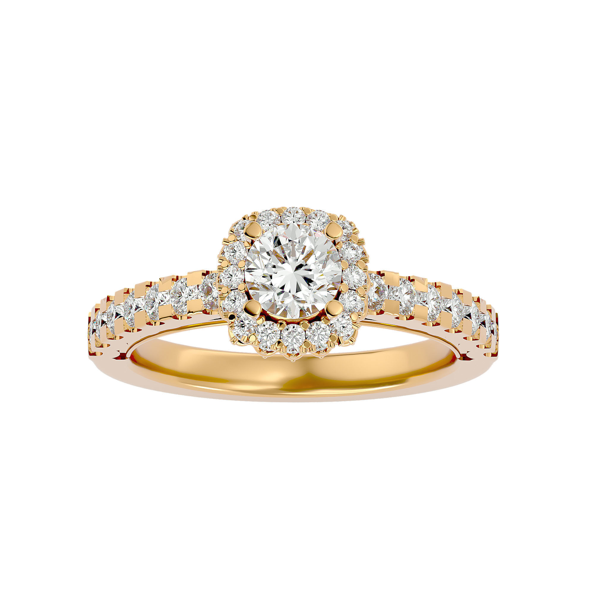 Round Halo solitaire wedding engagement ring with 360 view 3D print model_2