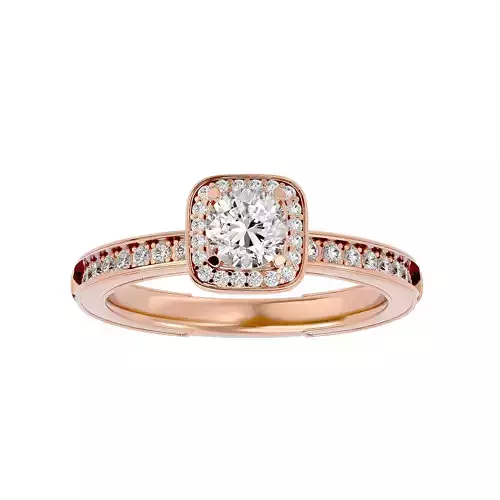 Round Halo solitaire wedding engagement ring with 360 view