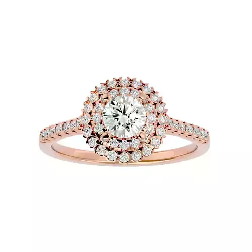 Round Halo solitaire wedding engagement ring with 360 view