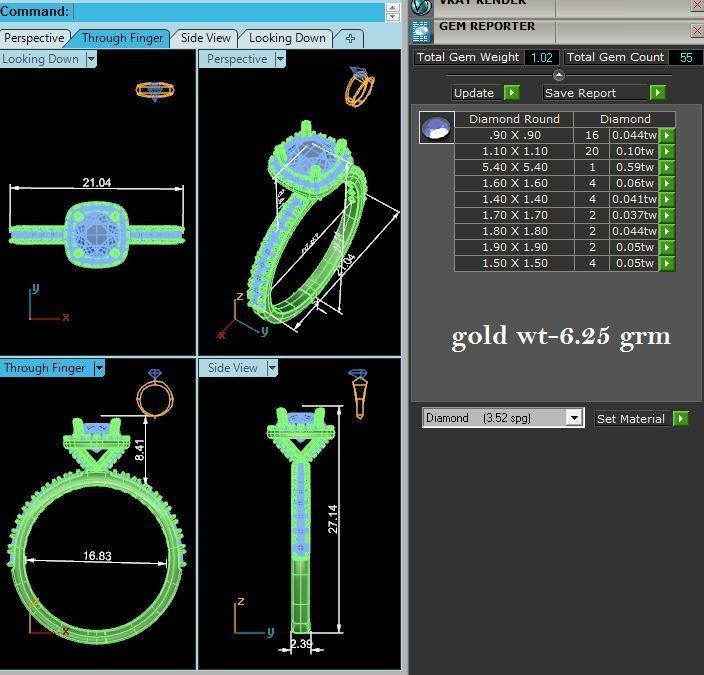 Round Halo solitaire wedding engagement ring with 360 view 3D print model_4