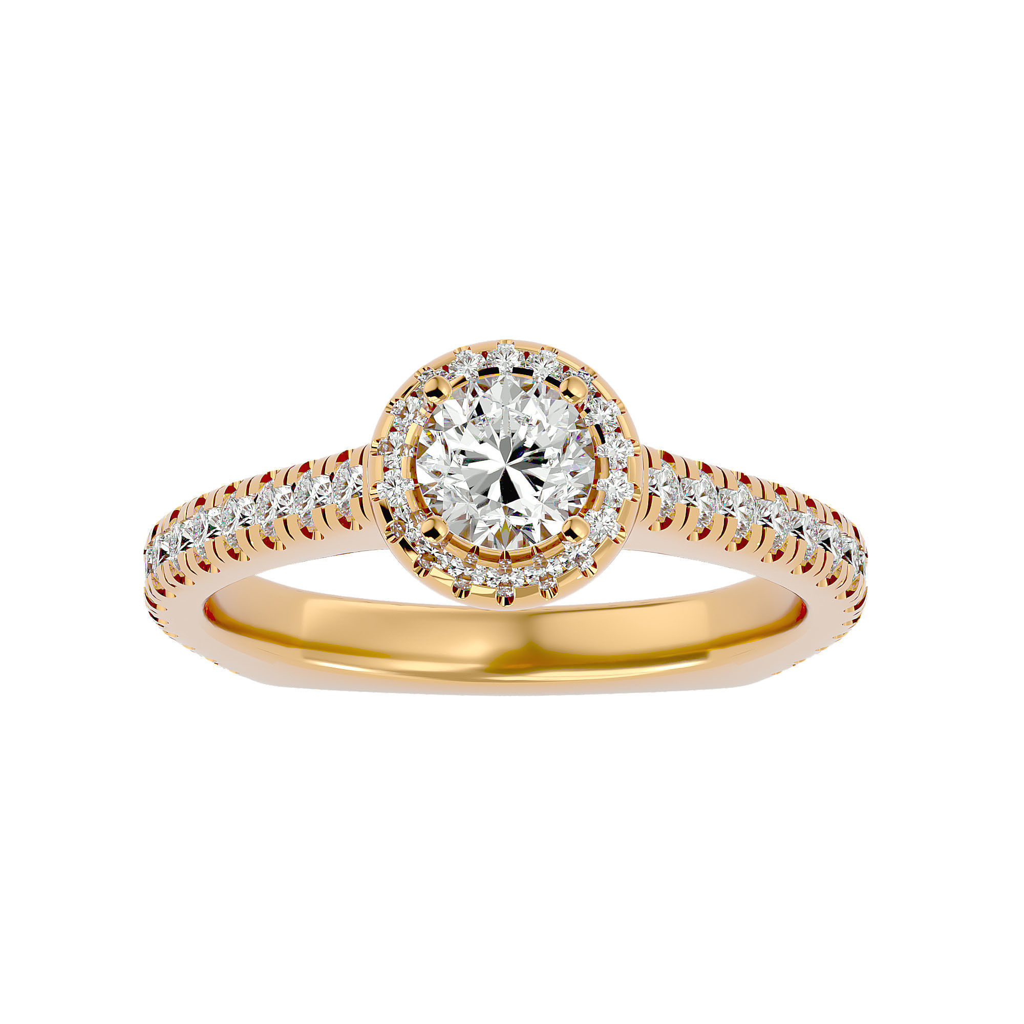 Round Halo solitaire wedding engagement ring with 360 view 3D print model_2