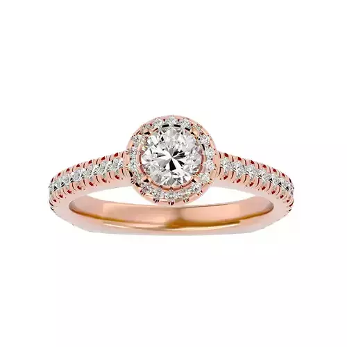 Round Halo solitaire wedding engagement ring with 360 view