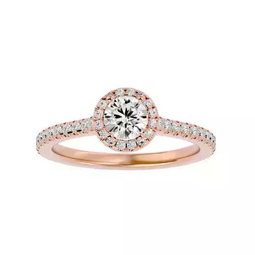 Round Halo solitaire wedding engagement ring with 360 view