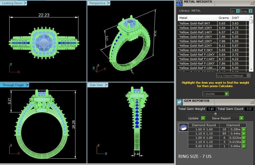 Round Halo solitaire wedding engagement ring with 360 view 3D print model_4