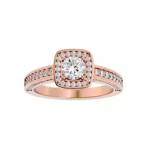 Round Halo solitaire wedding engagement ring with 360 view