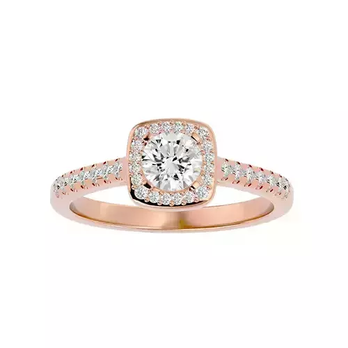 Round Halo solitaire wedding engagement ring with 360 view