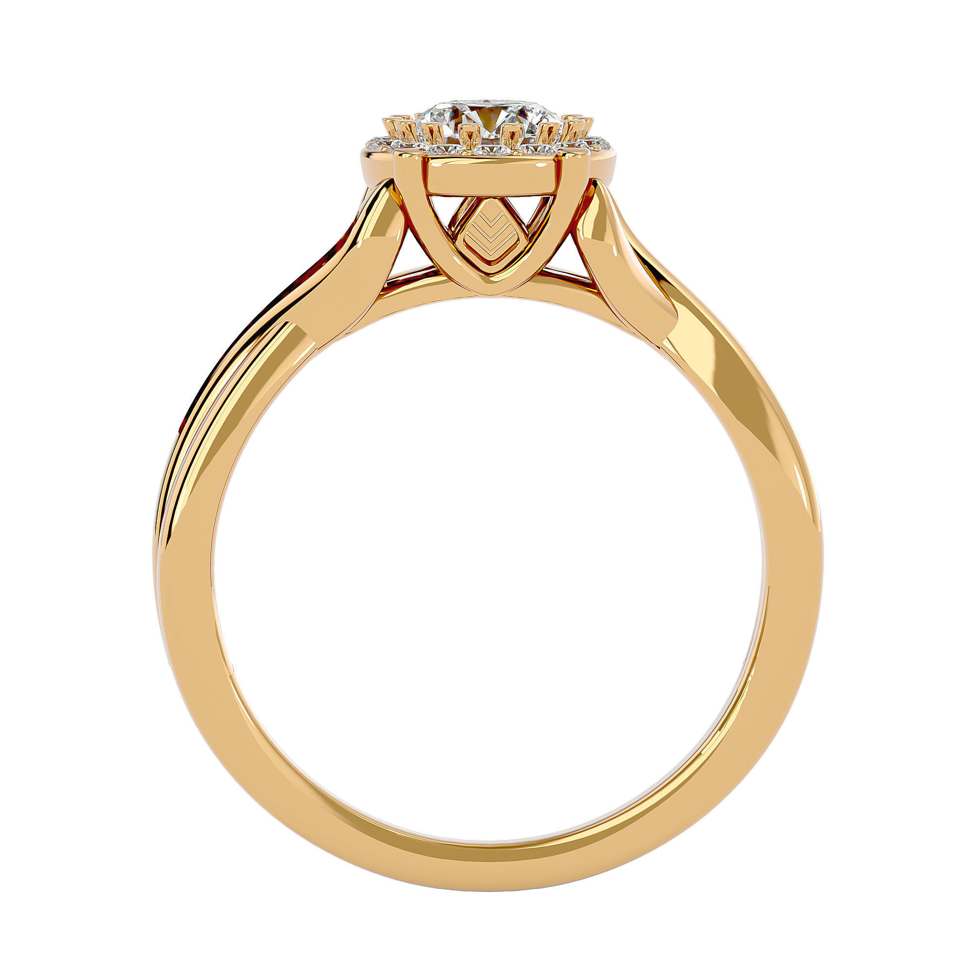 Round Halo solitaire wedding engagement ring with 360 view 3D print model_5
