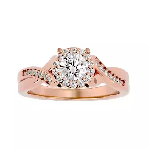 Round Halo solitaire wedding engagement ring with 360 view