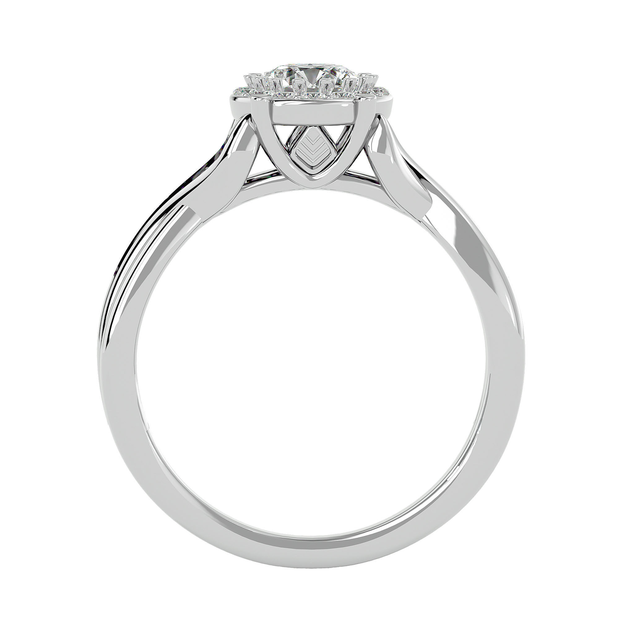 Round Halo solitaire wedding engagement ring with 360 view 3D print model_4