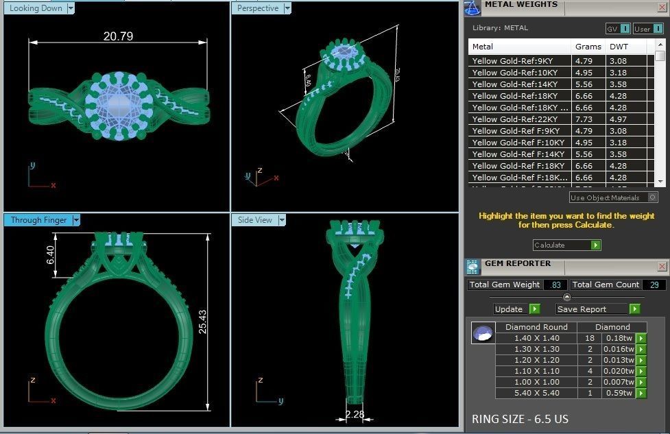 Round Halo solitaire wedding engagement ring with 360 view 3D print model_6