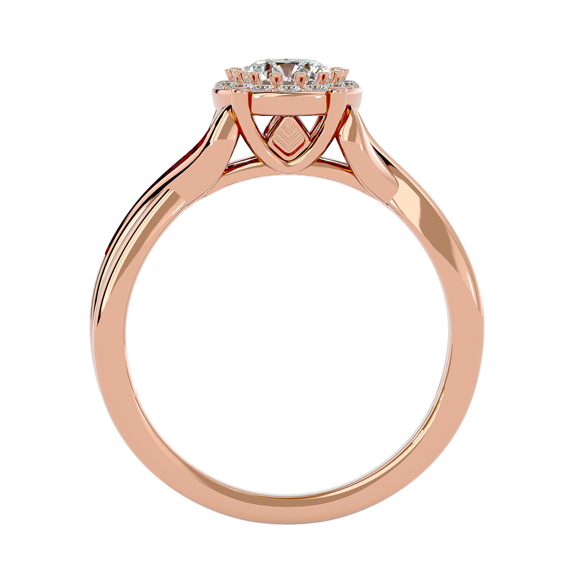 Round Halo solitaire wedding engagement ring with 360 view 3D print model_7