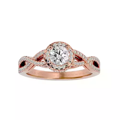 Round Halo solitaire wedding engagement ring with 360 view