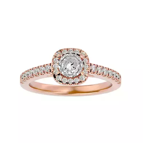 Round Halo solitaire wedding engagement ring with 360 view