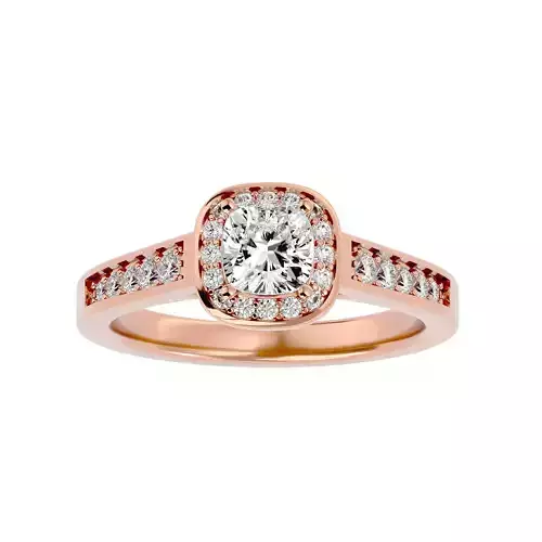 Round Halo solitaire wedding engagement ring with 360 view