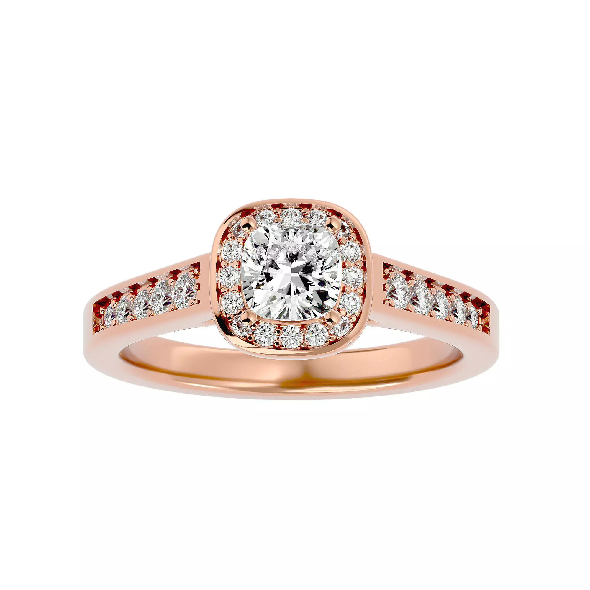 Round Halo solitaire wedding engagement ring with 360 view 3D print model_0