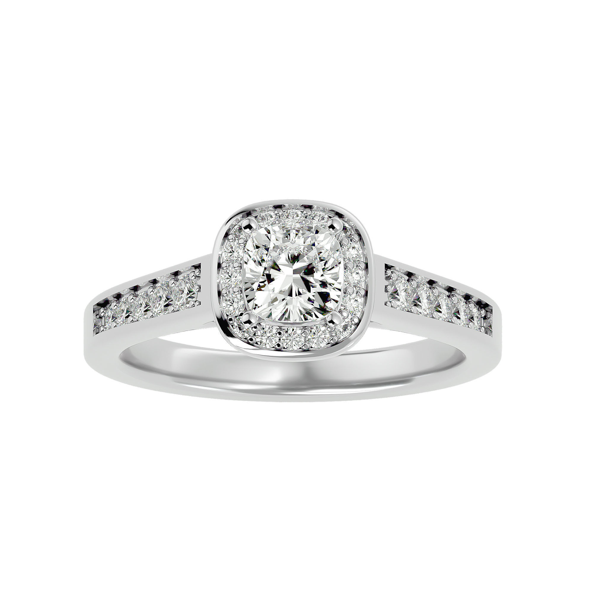 Round Halo solitaire wedding engagement ring with 360 view 3D print model_3