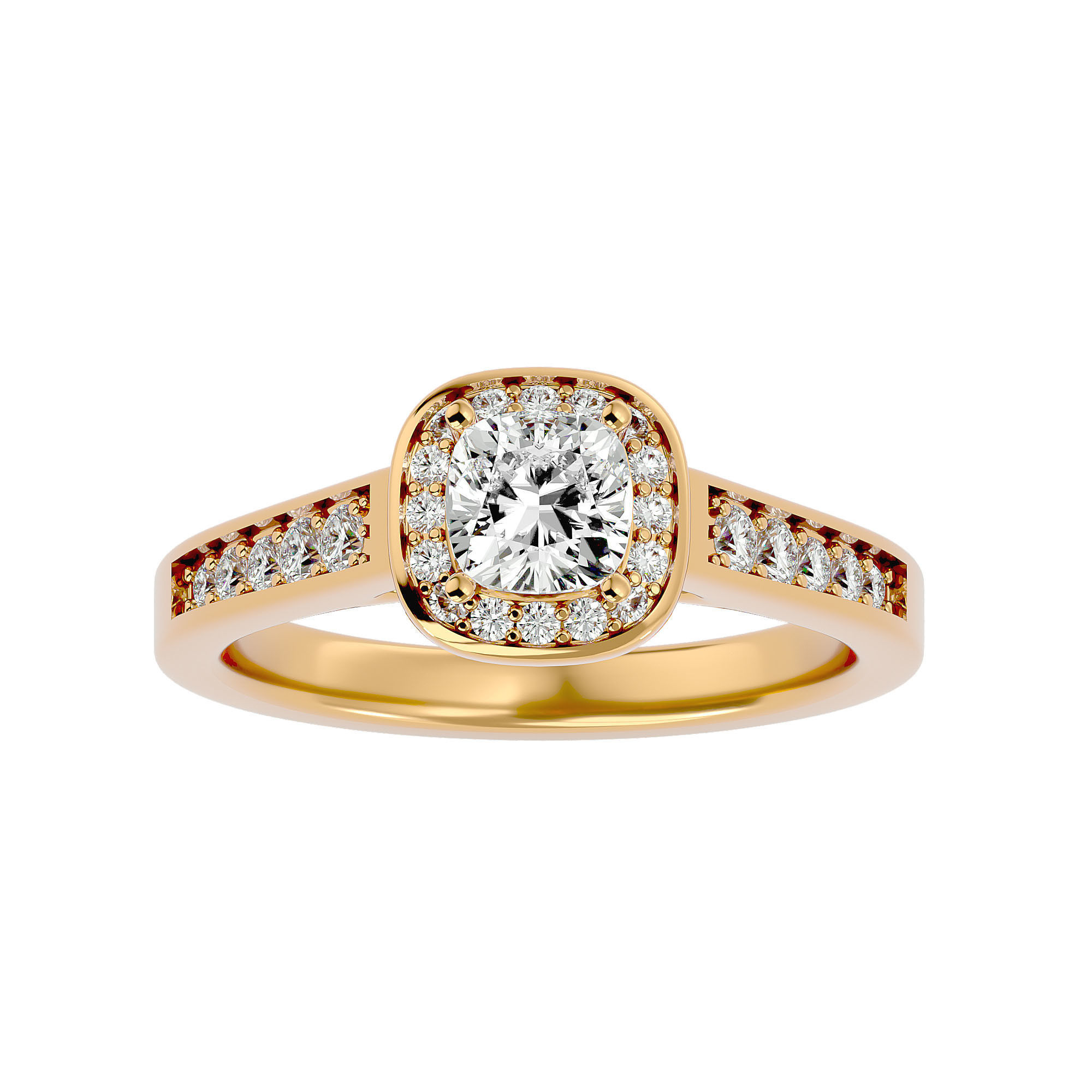 Round Halo solitaire wedding engagement ring with 360 view 3D print model_2