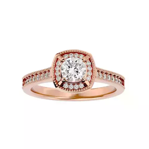 Round Halo solitaire wedding engagement ring with 360 view