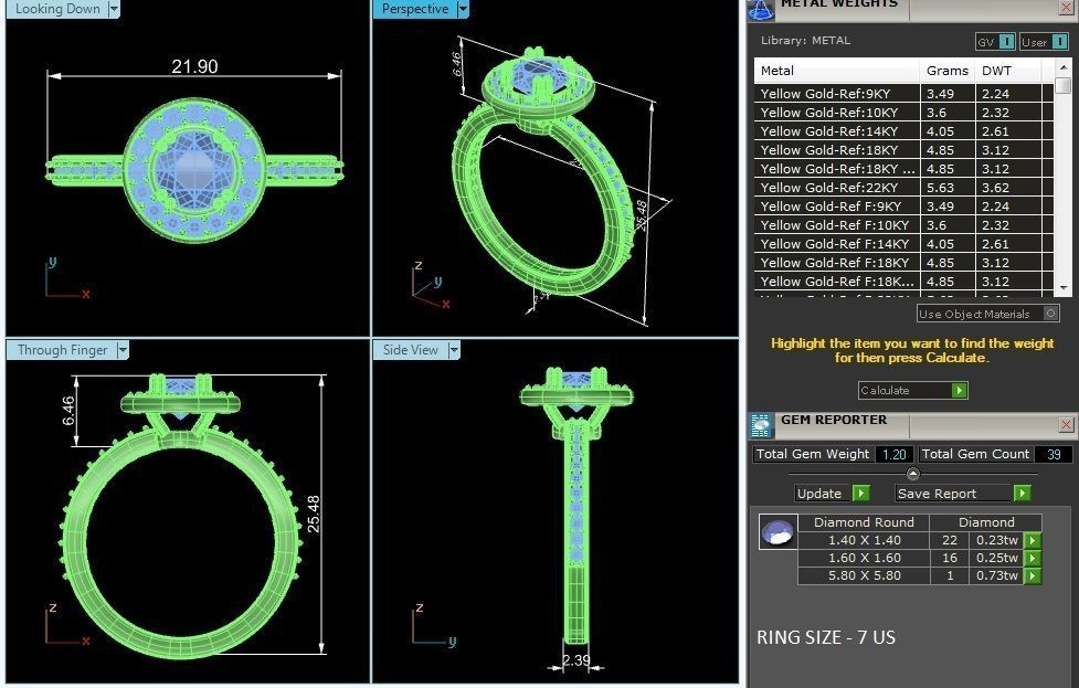 Round Halo solitaire wedding engagement ring with 360 view 3D print model_8