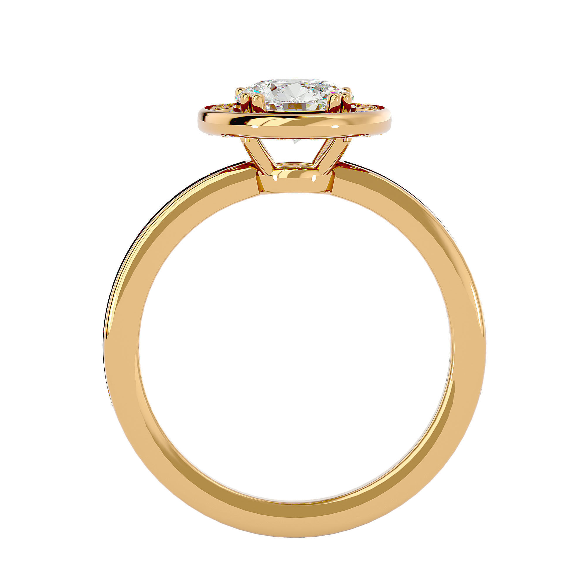Round Halo solitaire wedding engagement ring with 360 view 3D print model_5