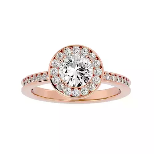 Round Halo solitaire wedding engagement ring with 360 view