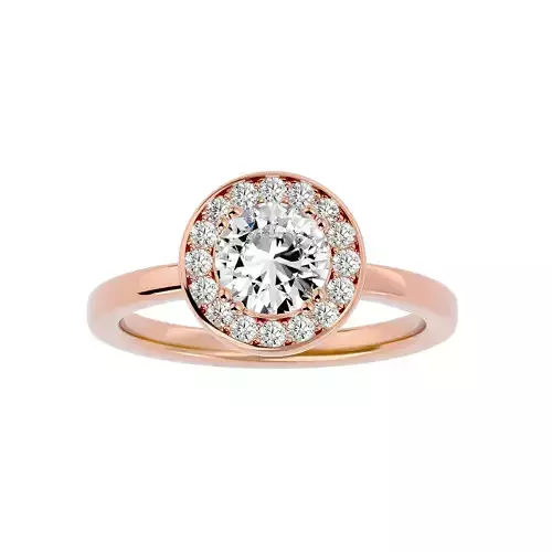 Round Halo solitaire wedding engagement ring with 360 view