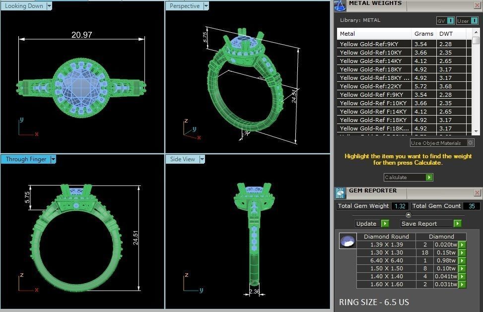 Round Halo solitaire wedding engagement ring with 360 view 3D print model_3
