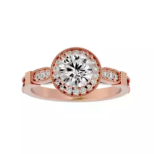 Round Halo solitaire wedding engagement ring with 360 view